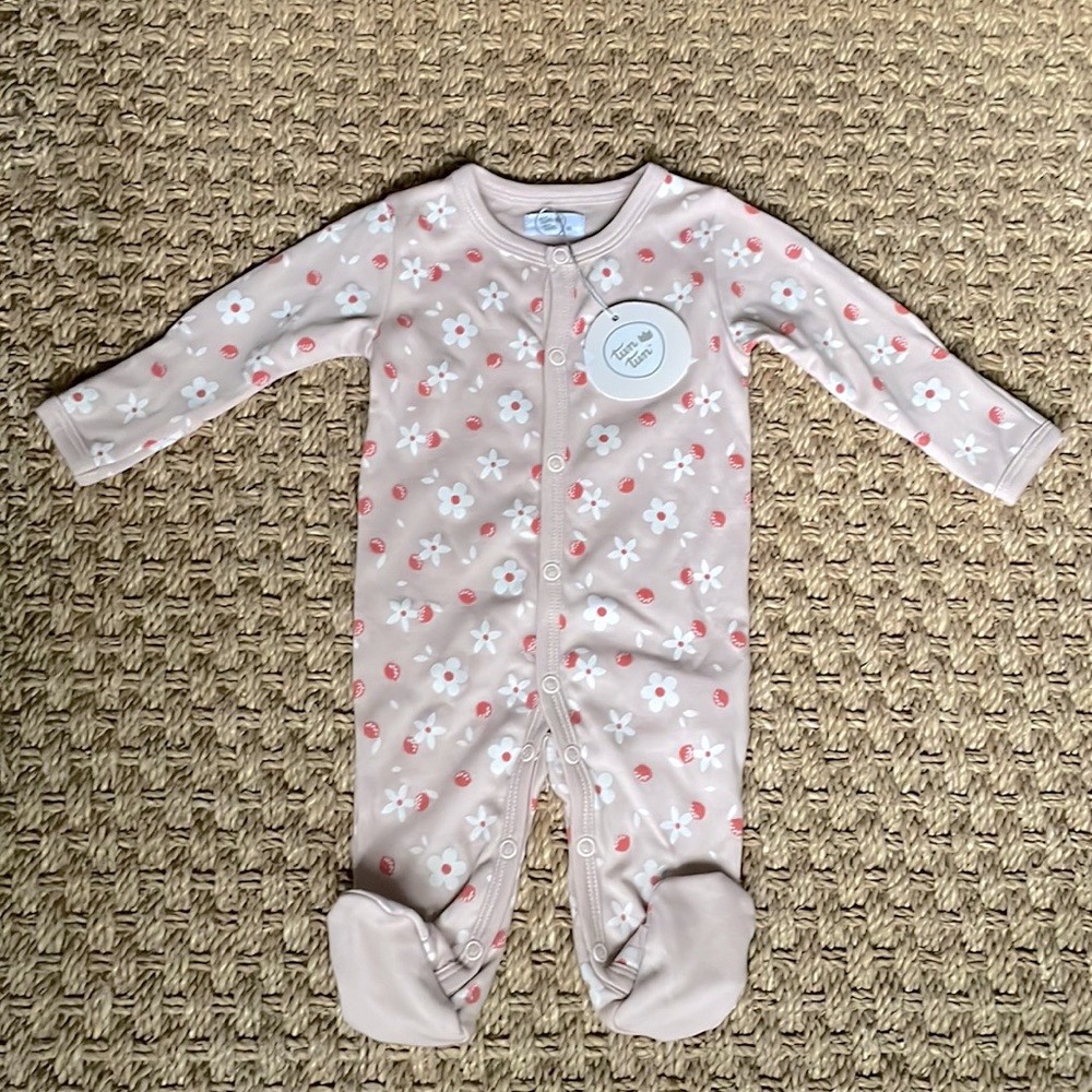 Tun Tun Baby Girl Pink Floral Snap Footie